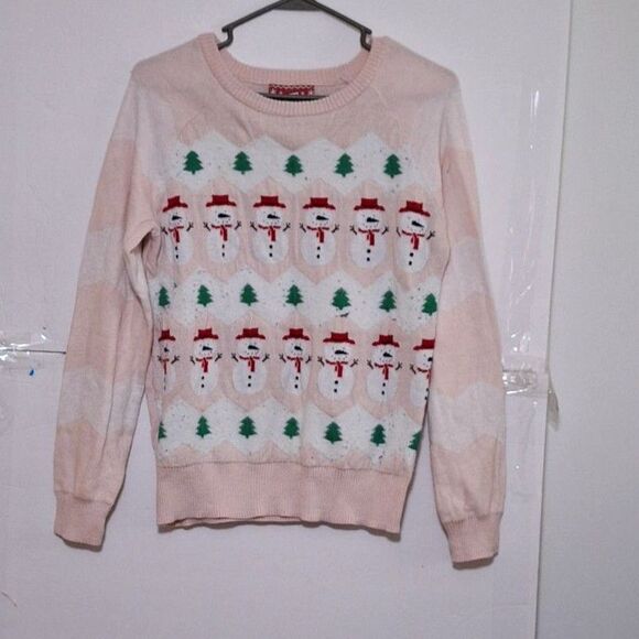 A Jem Women's Holiday Sweater Snowman Christmas Trees Knit Novelty Size L - Picture 1 of 8